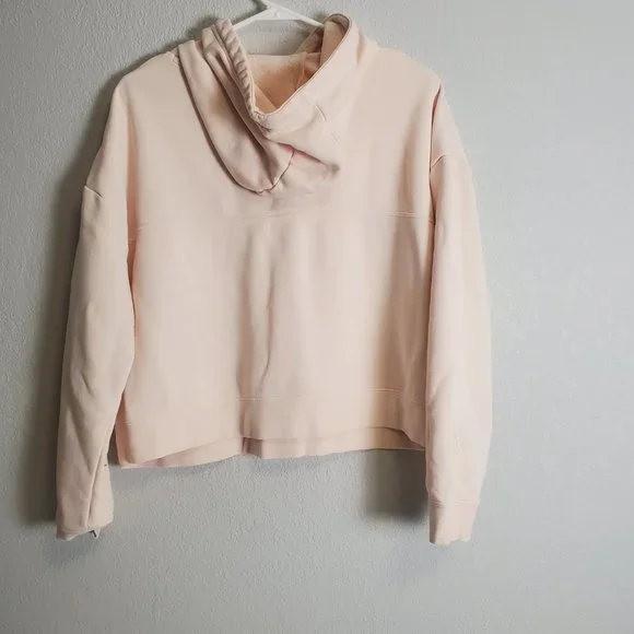 Nike Sweatshirt Hooded Cropped Metallic Logo Light Pink/peach Womens size L - Picture 2 of 10